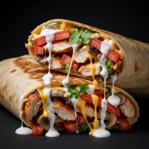 Kebab cu pui, ciuperci și cașcaval