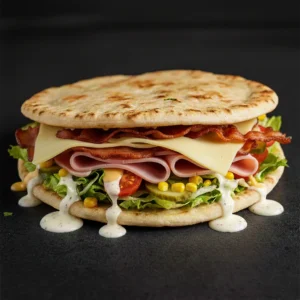 Pita cu șunca, bacon si cașcaval