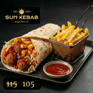 Vegan Kebab (de post) + cartof pai + ketchup
