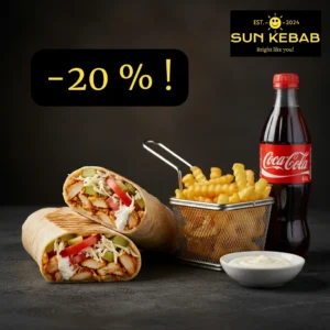 Kebab de pui+ cartof pai + sos + Coca Cola 0,5