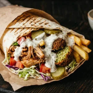 Kebab cu pui și falafel